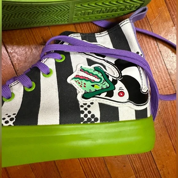 BEETLEJUICE sneakers shoes black and white sandworm striped stripe Tim Burton - Picture 15 of 16